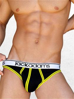 Jock Strap Varsity Mesh Jackadams - Black/Yellow - Size XL