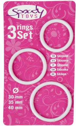 Pack 3 cockrings Silicone ''Spoody Nine'' - Blanc