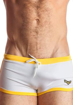 Boxer de Bain Norton Jaune-Blanc - GBGB - White/Yellow - Size S