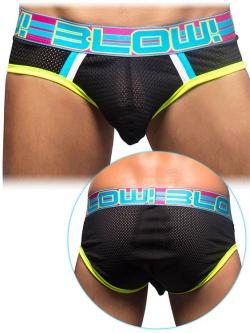 Andrew Christian ''Blow'' Sports Brief - Black/Green Neon - Size L