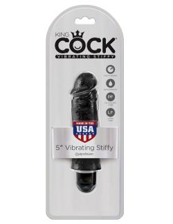 Gode Vibrating Stiffy - King Cock - Black - Size 5 Inches