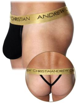 Tanga ''Almost Naked Infinity'' Andrew Christian - Black/Gold - Size S