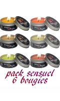 Cliquez pour voir la fiche produit- Pack 6 Bougies Sensuelle Parfumes''Hot Nights''