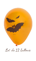 Click to see product infos- Lots de 12 ballons ''Chauve Souris'' - Halloween
