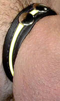 Cock strap cuir - bande blanche