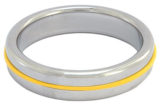 Donut Cockring Chrome - Bande Jaune - 40 mm