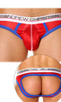 Cliquez pour voir la fiche produit- Air Jock ''Show It Tech'' Andrew Christian - Rouge/Bleu - Taille L