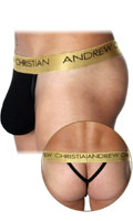 Cliquez pour voir la fiche produit- Tanga ''Almost Naked Infinity'' Andrew Christian - Noir/Or - Taille L
