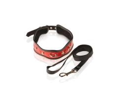 Collier + Laisse cuir - Rouge
