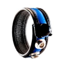 Cock Strap Cuir Luxe 3P/1P - Noir/Bleu