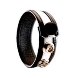 Cock Strap Cuir Luxe 3P/1P - Noir/Blanc
