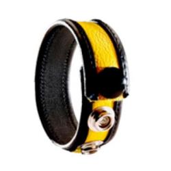 Cock Strap Cuir Luxe 3P/1P - Black/Yellow