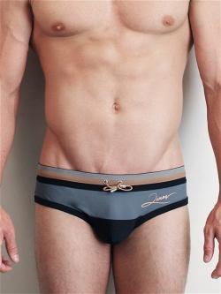 Slip de bain Stripe Sleek - 2Eros - Granite/Noir - Taille M