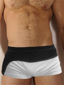 Boxer de Bain 'Mel' - GBGB - White/Black - Size M