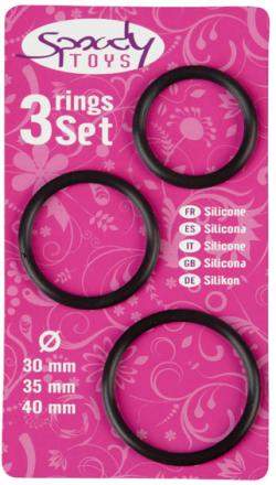 Pack 3 cockrings Silicone ''Spoody Nine'' - Noir