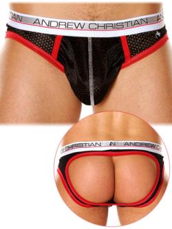 Air Jock ''Show It Tech'' Andrew Christian - Noir/Rouge - Taille S
