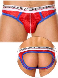 Air Jock ''Show It Tech'' Andrew Christian - Rouge/Bleu - Taille S