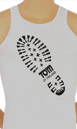 Tom of Finland Boot Print Tank Top - White - Size L