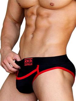 BodyFlex Mesh Army Fly Jock Brief - Jackadams - Black/Red - Size M