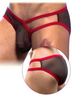 Mini Slip ''Almost Naked Fling'' Andrew Christian - Noir/Rouge - Taille M