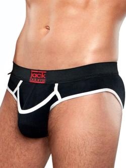 Slip JOCK BRIEF ouvert ''Army Fly'' Jackadams - Noir/Blanc - Taille S