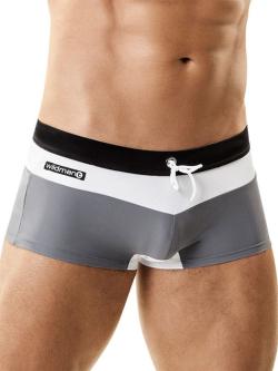 Boxer de bain ''Striped Squarecut'' - WildmanT - Noir/Gris - Taille XL
