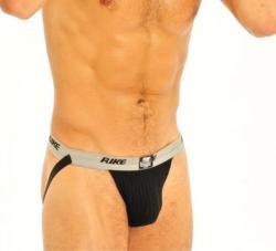 Adult Swimm/Jogger Supporter Bike (Jock Strap ceinture 1'') - Noir/Gris Clair - Taille S