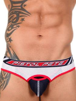 Pistol Pete RPM Jock Brief Underwear White - White/Red - Size XL