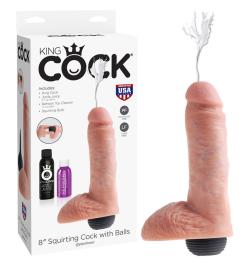Squirting Cock with Balls - King Cock - Natural - Size 8 Inches