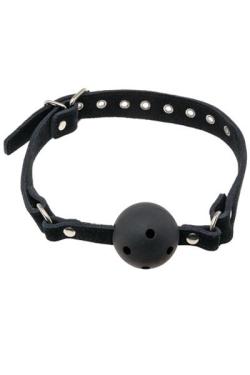 Baillon Boule Plastique ''Cuir'' - Fetish Tentation - Noir