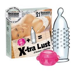 X-TRA LUST Secura Condoms - Box 21 pcs + 1 penisring