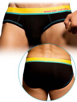 Andrew Christian - Almost naked Cotton Brief - Black/Yellow - Size L