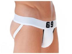 ManView 69 Wide Band Jockstrap Underwear  - White/White - Size L
