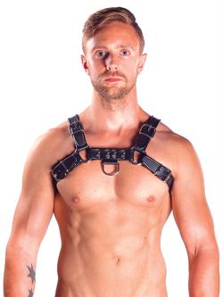 H Leather Harness - MrB - Black - Size XL