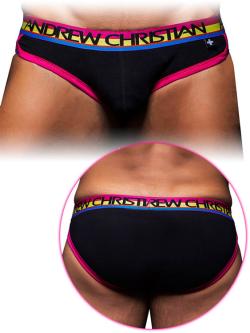 ANDREW CHRISTIAN ''Show-It Retro Pop'' BRIEF - Black/Pink - Size S