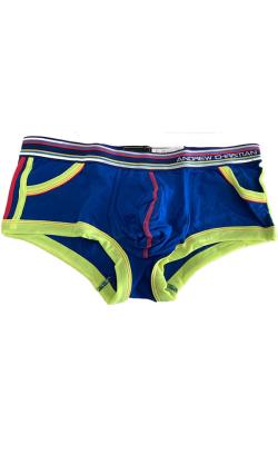 Boxer ''Pocket Retro Pop Show-It'' Andrew Christian - Bleu Fonc/Jaune Non - Taille M