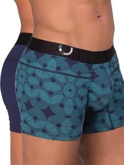 Boxer ''Package Tech Geometric'' - LOT DE 2 RounderBum - Blue/Marine Blue - Size S