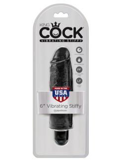 Gode Vibrating Stiffy - King Cock - Black - Size 6 Inches