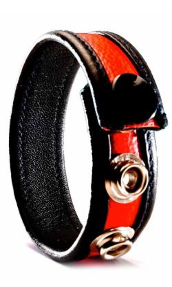 Cock Strap Cuir ''Bande Couleur'' 3P/1P - Red
