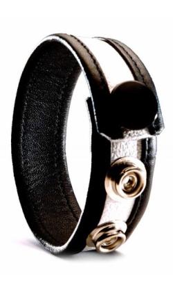 Cock Strap Cuir ''Bande Couleur'' 3P/1P - Blanc