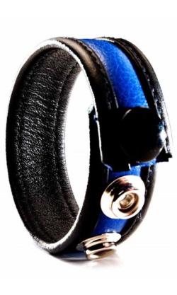 Cock Strap Cuir ''Bande Couleur'' 3P/1P - Bleu