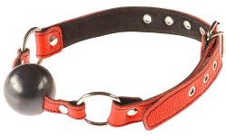 Baillon Boule Silicone ''Cuir'' - Fetish Tentation - Rouge