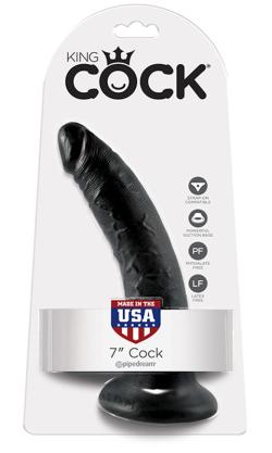 Realistic Stiffy - King Cock - Black - Size 7 Inches