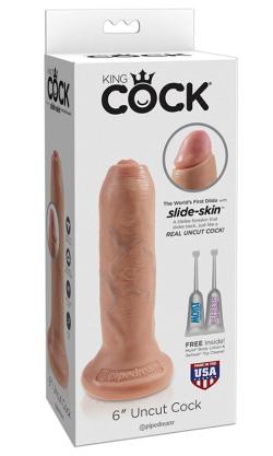 Uncut Slide-Skin Realistic Cock - King Cock - Natural - Size 6 Inches