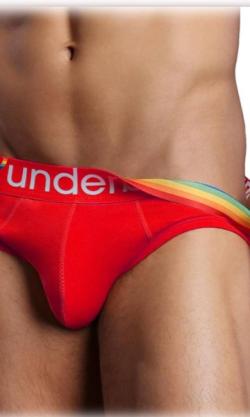 Padded Tech Brief ''Rainbow Pride''  - RounderBum - Red - Size L