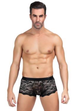 Boxer Dentelle Homme MP073 ParisHollywood - Noir - Taille S