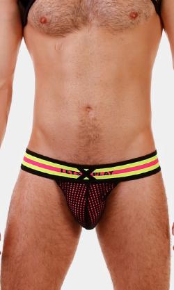 Jock Strap Let's Play - BARCODE - Jaune Fluo/Rose - Taille M