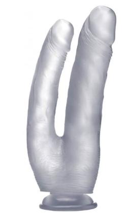  Double Cock - RealRocK - Clear - Size 10 Inches