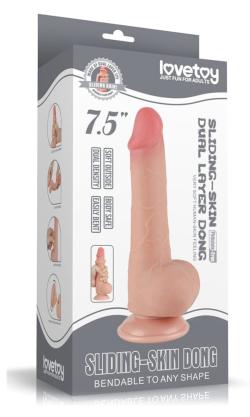 Gode Sliding-Skin - LoveToy - Natural - Size 7.5 Inches