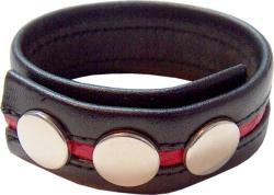 Cock Strap Cuir ''Bande Couleur'' 3P/3P - Rouge